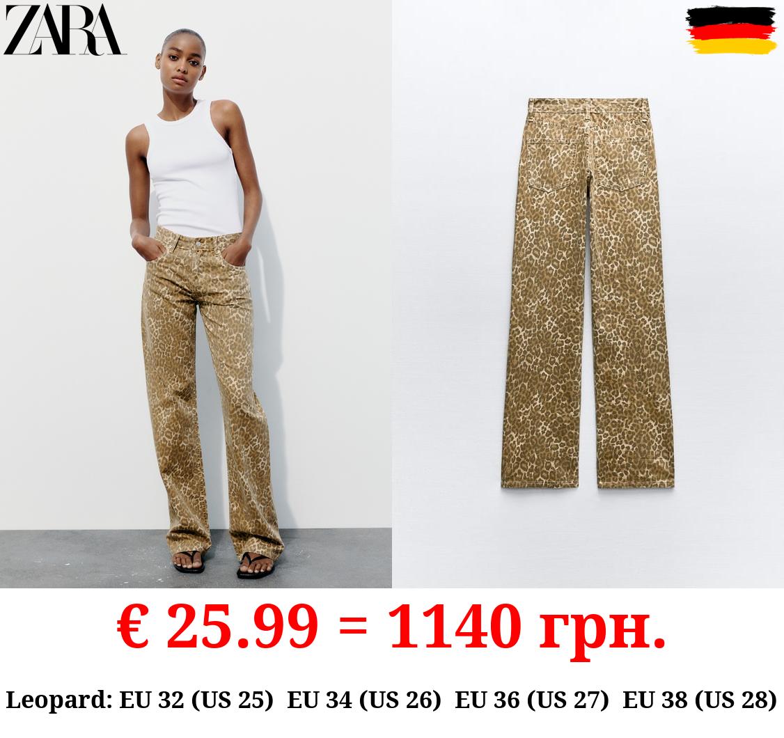 ANIMAL PRINT MID-RISE WIDE-LEG TRF JEANS