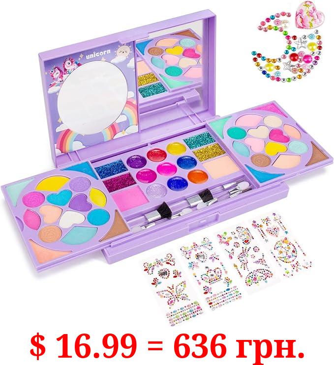 Tomons Kids Makeup Kit for Girl Princess Real Washable Cosmetic Toy Beauty Set with Mirror - Non Toxic, Birthday Toys Gift for 3 4 5 6 7 8 9 10 Years Old Girls