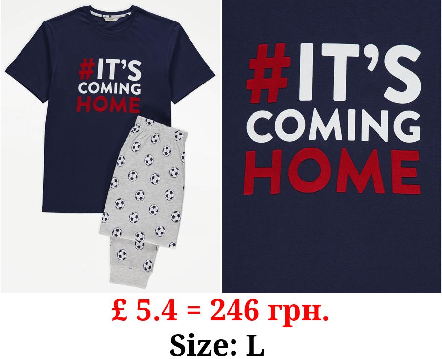 Matching Navy England Slogan Football Pyjamas Adults
