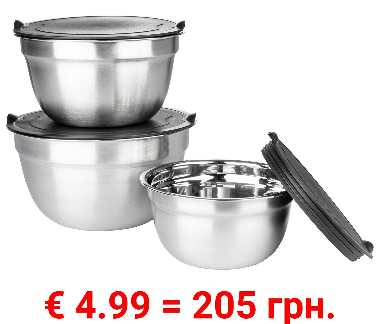 ERNESTO® Edelstahl-Schüsselsets, 3-teilig