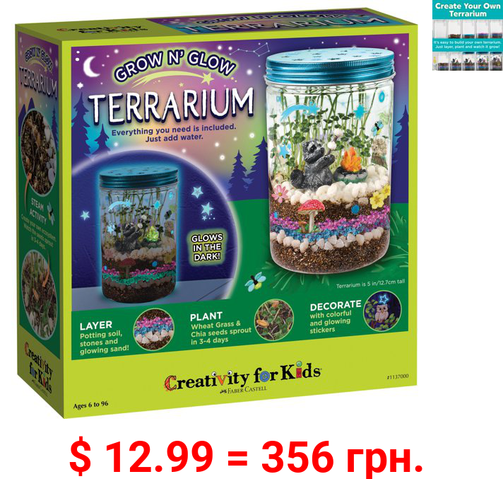 Creativity for Kids Grow N’ Glow Terrarium –Child, Beginner Science Set for Boys and Girls