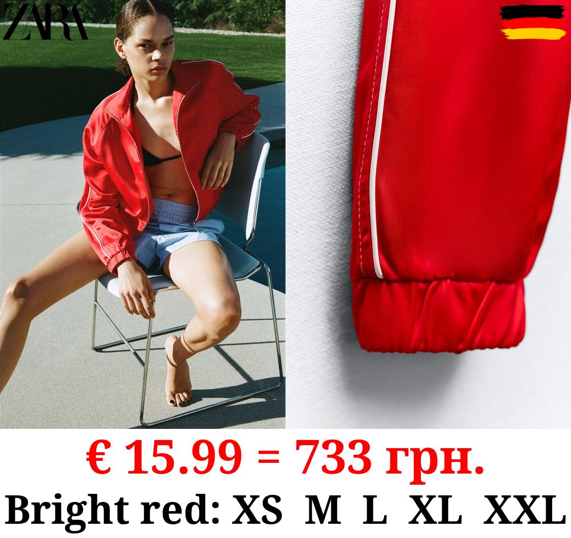 SATIN JACKET WITH CONTRAST TAPING