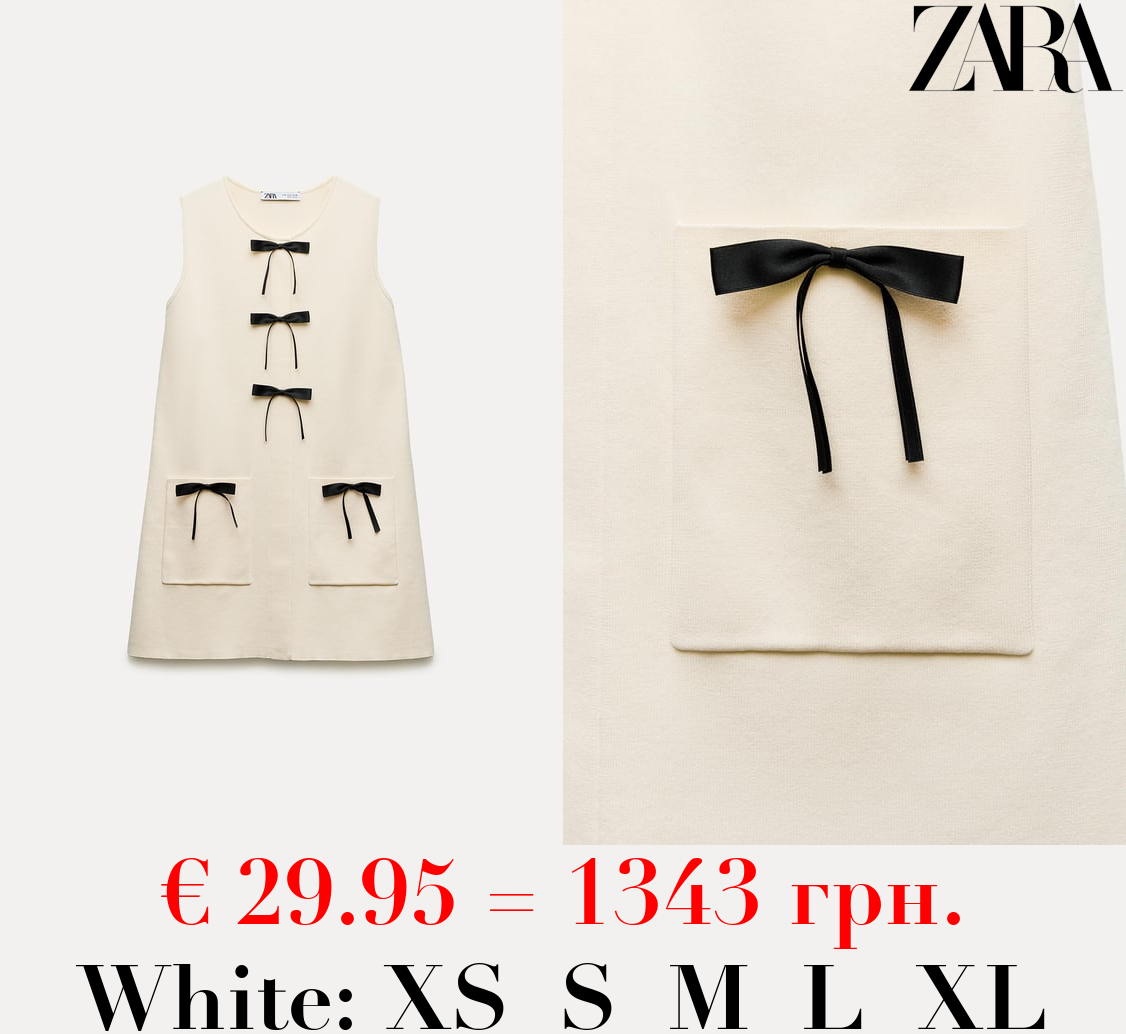 KNIT MINI DRESS WITH CONTRAST BOWS