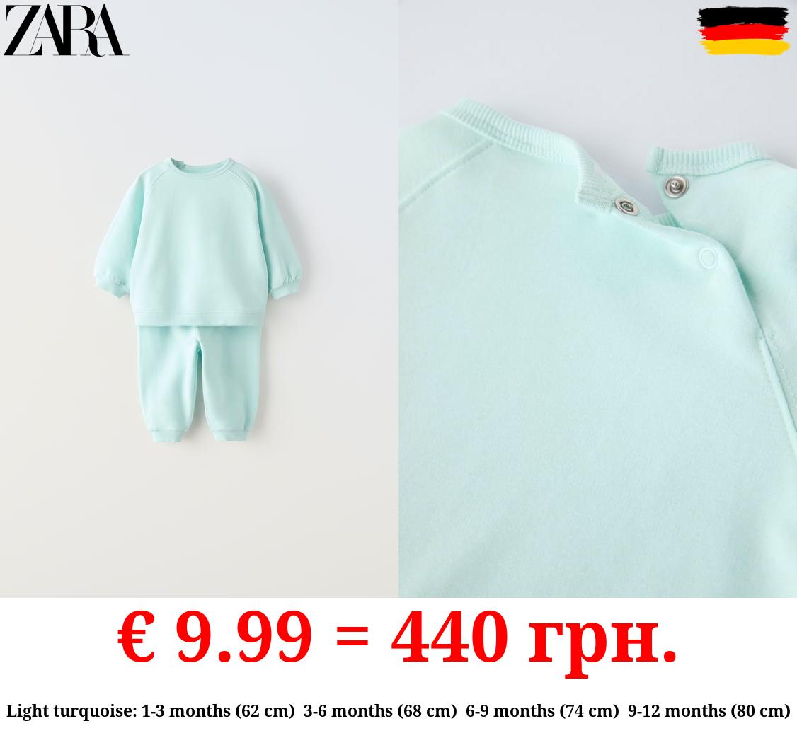 PLAIN PLUSH SWEATSHIRT AND TROUSERS CO-ORD