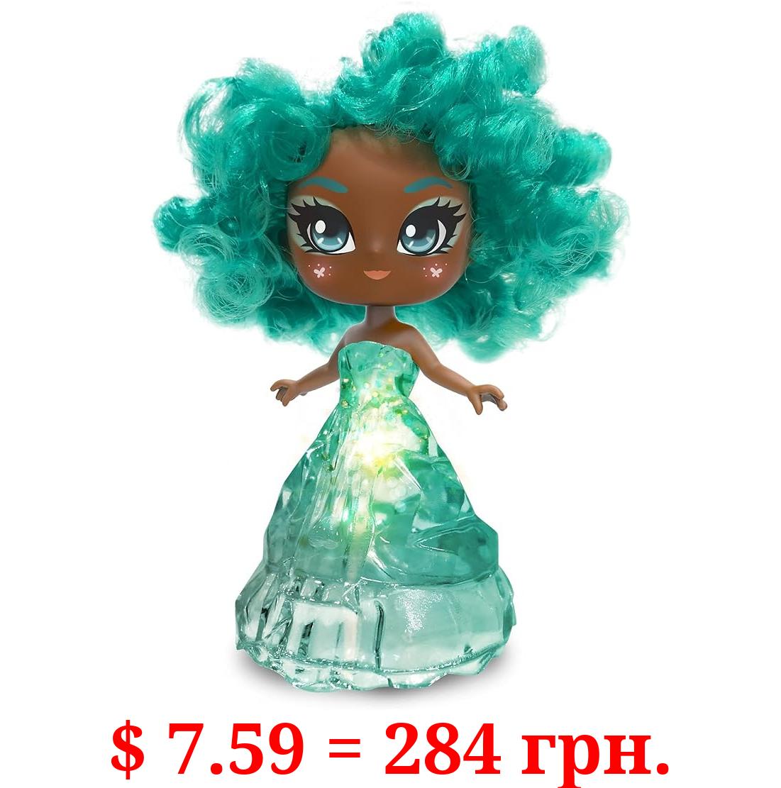 Skyrocket Crystalina Dolls - Turquoise Girls Collectible Toys with Color Changing LED Dress and Amulet Necklace