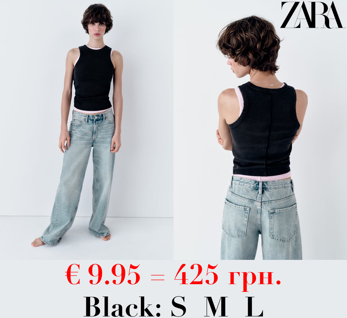 FADED-EFFECT RIB T-SHIRT