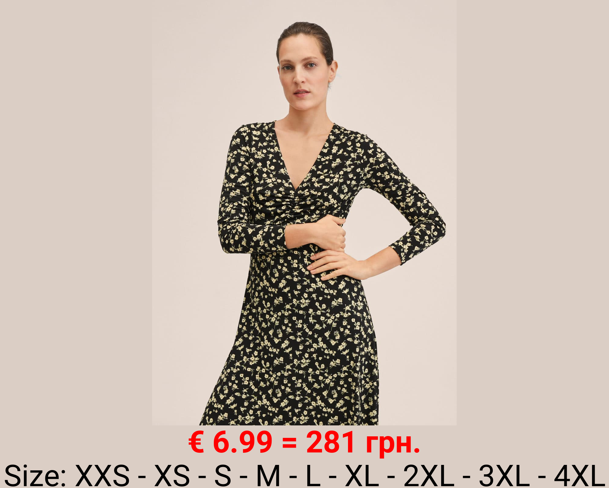 Vestido fruncido estampado