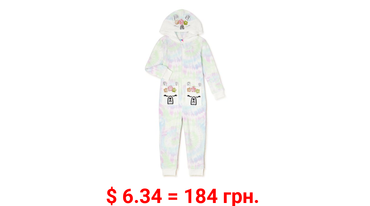 Bmagical Girls Critter Hooded Plush Blanket Sleeper Pajamas with Pockets, Sizes 4-12