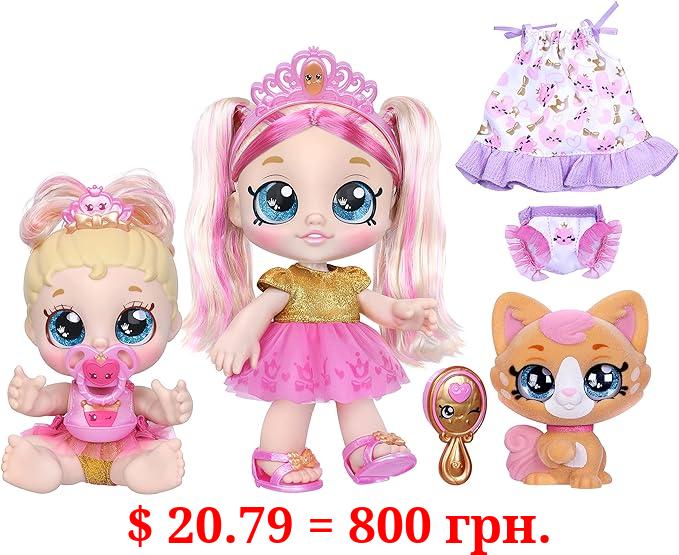 Kindi Kids Scented Sisters Pawsome Royal Family - Pre-School 10" Play Doll: Tiara Sparkles, 6.5" Baby Kindi: Teenie Tiara, and Kindi Pet: Prince Purrfection - Amazon Exclusive