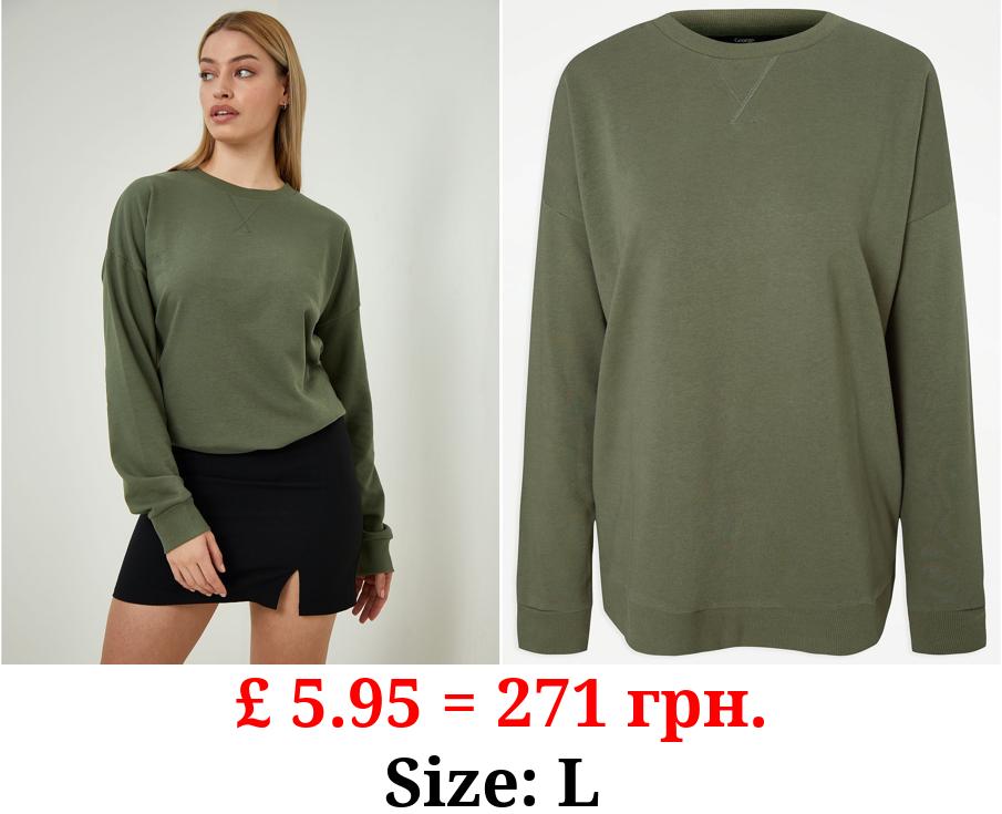 Green Basic Crew Neck Sweatshirt