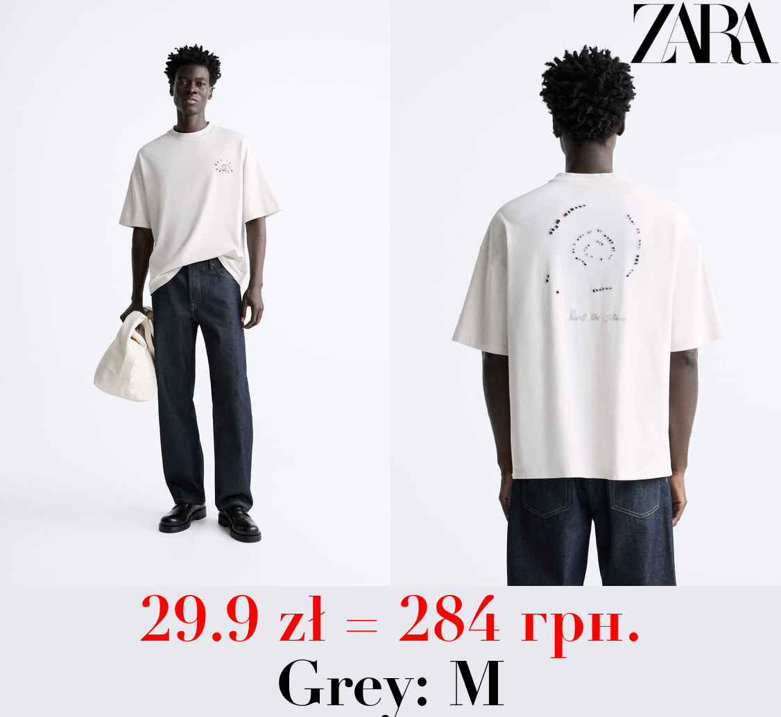 T-SHIRT WITH EMBROIDERED SLOGAN