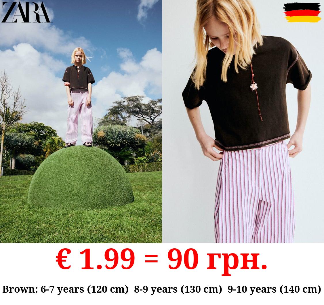 SLUB KNIT T-SHIRT WITH CONTRAST DETAIL