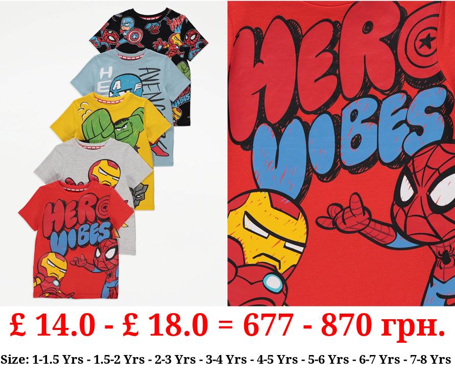Marvel Characters Graphic T-Shirts 5 Pack