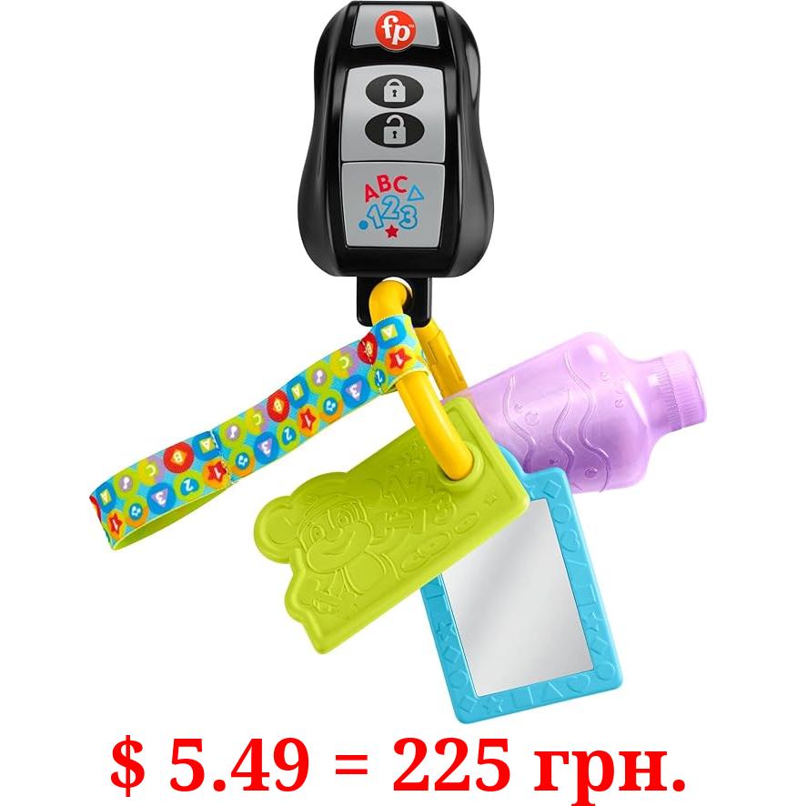 Fisher-Price Baby Travel Toy Laugh & Learn Play & Go Activity Keys with Learning Music, Teether & Mirror for Infants Ages 6+ Months