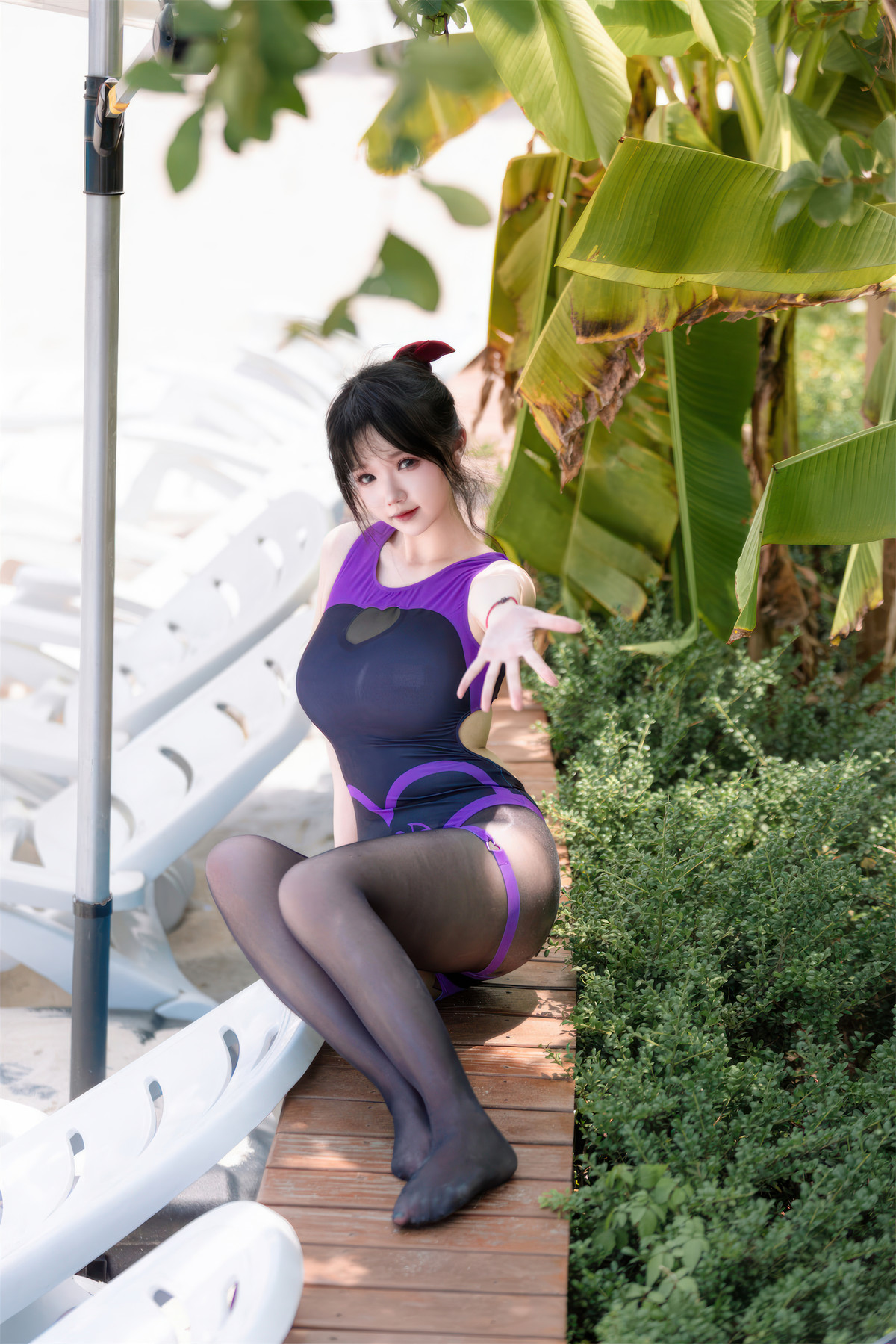 Cosplay 雪晴Astra 雪晴嘟嘟 紫色恶魔竞泳 15