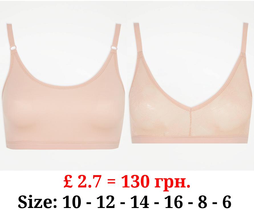 Peach 2 Way Lace Non Wired Crop Top