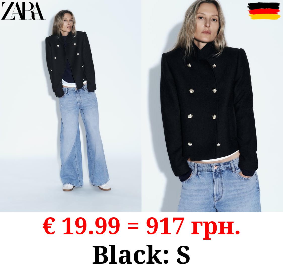 SHORT DOUBLE-BREASTED COAT WITH HIGH NECK