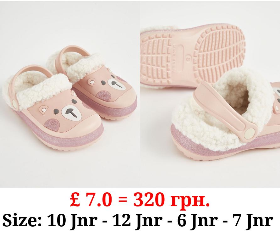 Pink Bear Borg Lined Clogs
