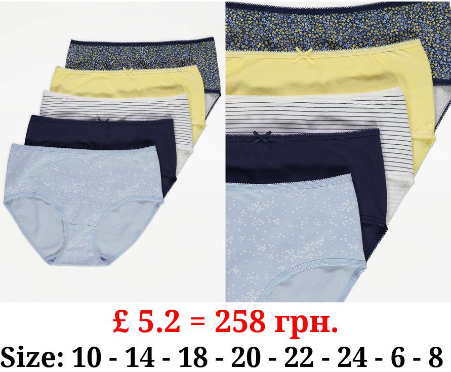 Stripe Floral Midi Knickers 5 Pack