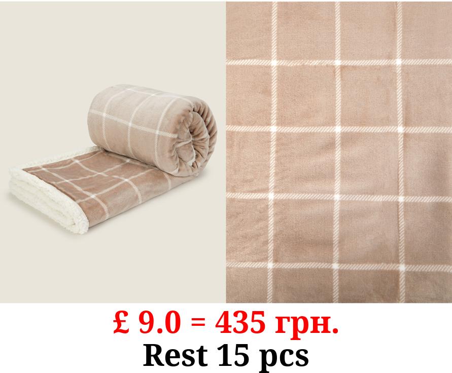 Natural Check Sherpa Throw