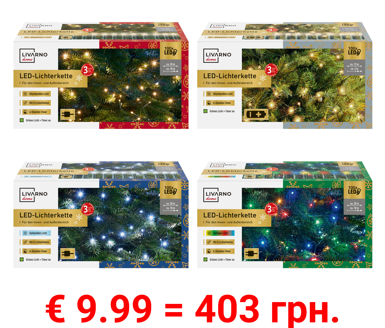 LIVARNO home LED-Lichterkette, 100 LEDs