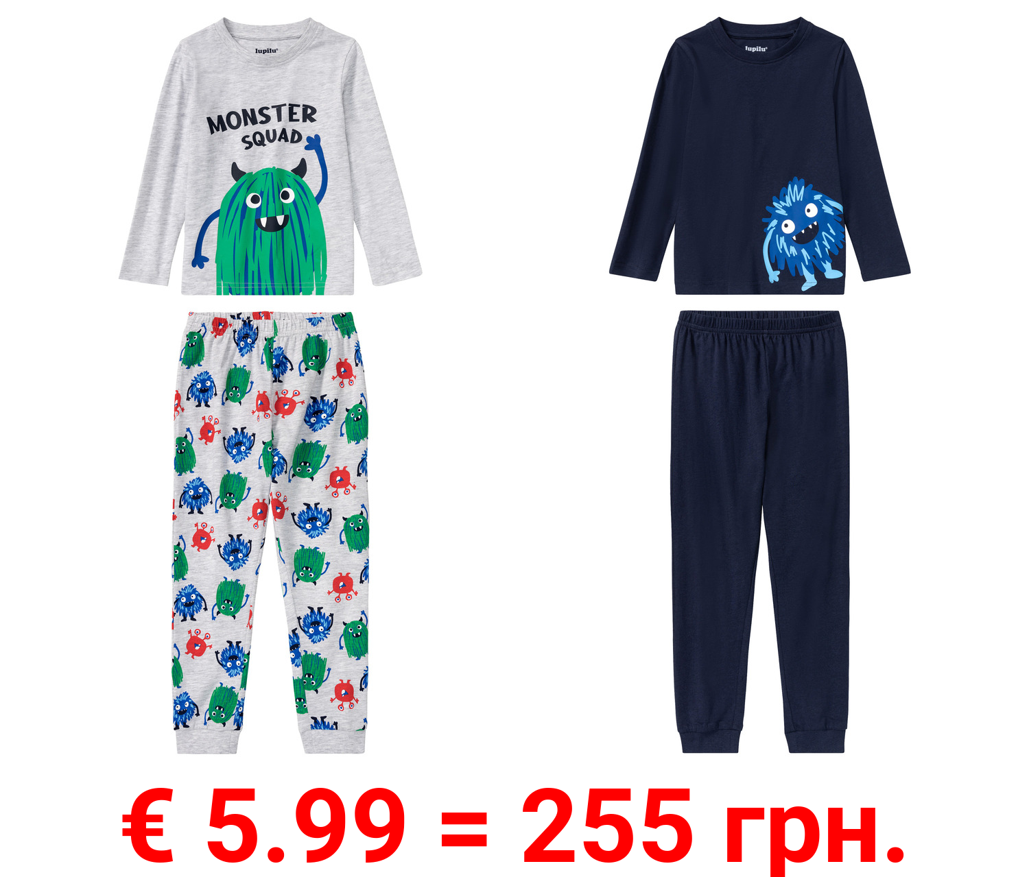lupilu® Kleinkinder Pyjama, lang, mit Bio-Baumwolle
