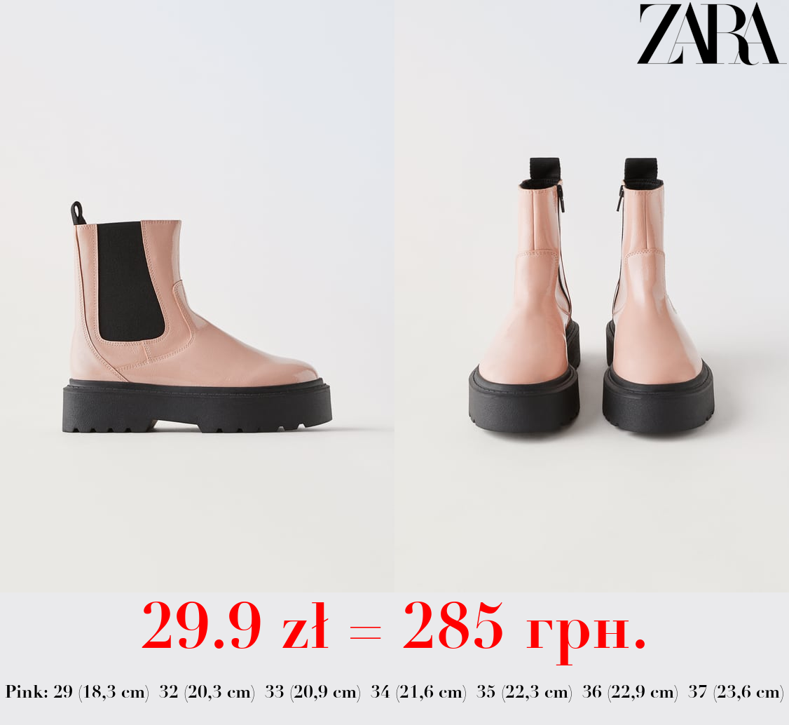 FAUX PATENT CHELSEA BOOTS