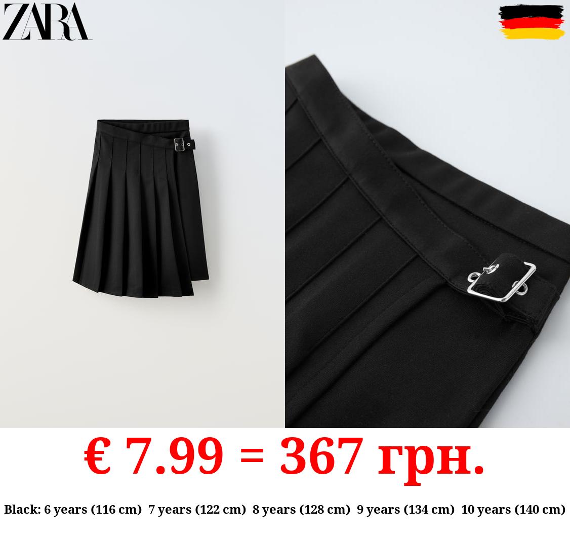 BOX PLEAT MIDI SKIRT WITH BUCKLE