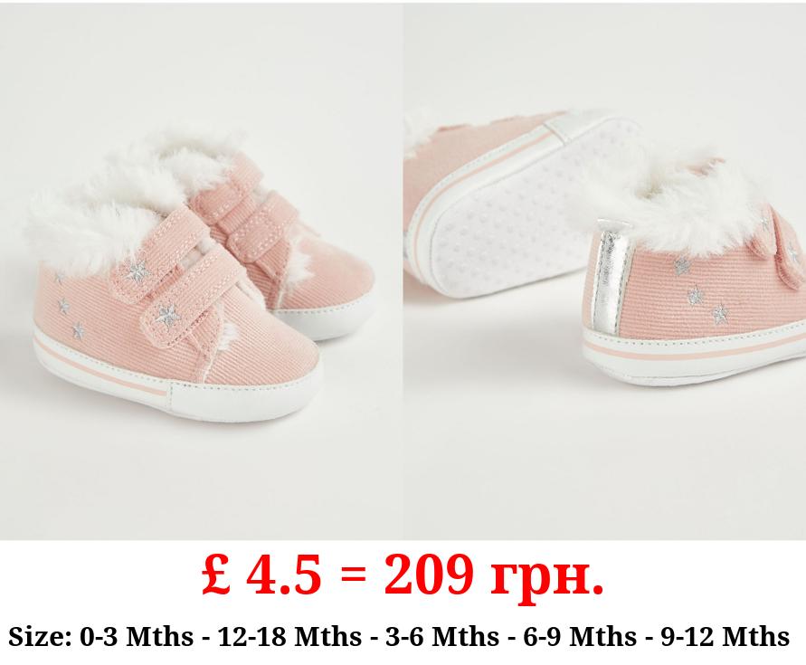 Pink Star Corduroy High Top Trainers
