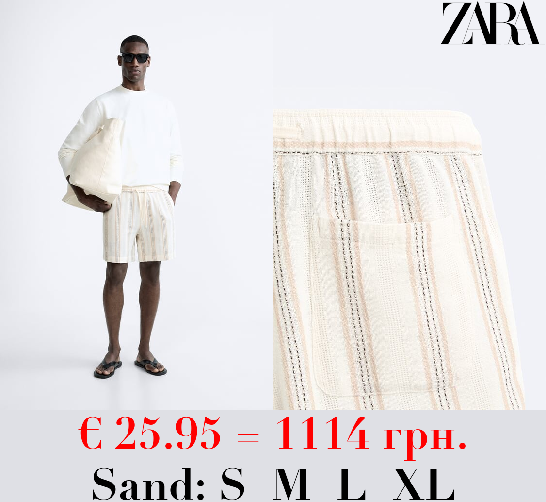 TEXTURED COTTON BERMUDA SHORTS