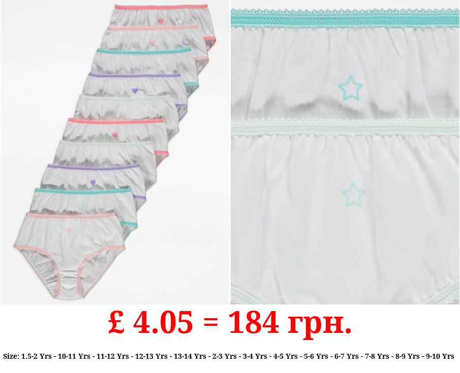 Coloured Edge Full Briefs 10 Pack