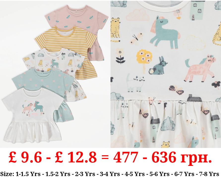 Unicorn Flower Peplum Tops 5 Pack