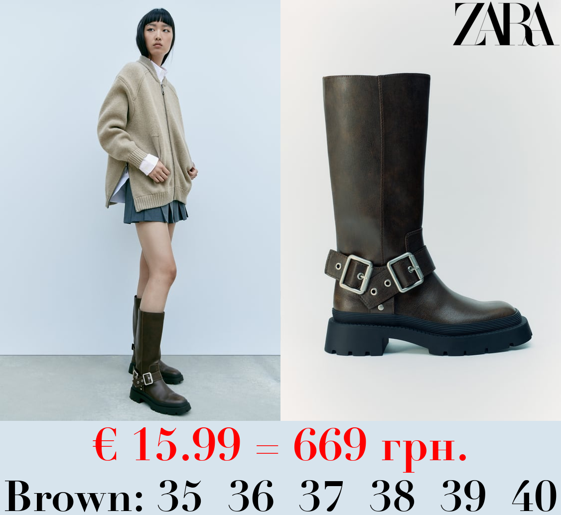 FLAT TRACK SOLE BOOTS WITH BUCKLES