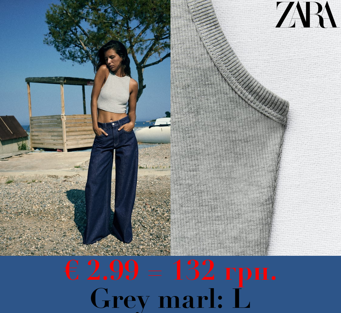 RIBBED CROPPED HALTER TOP