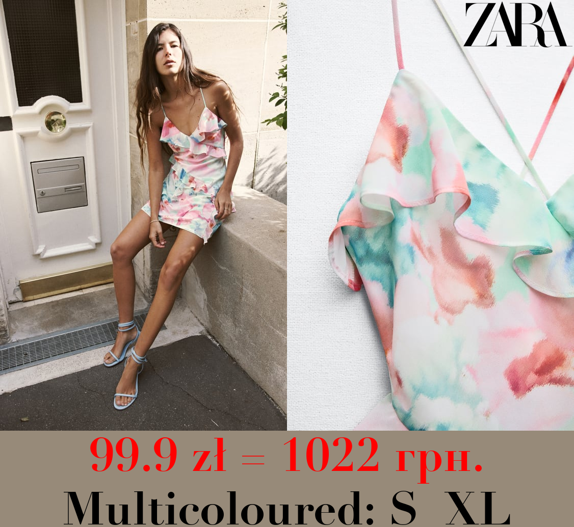 PRINTED RUFFLED MINI DRESS