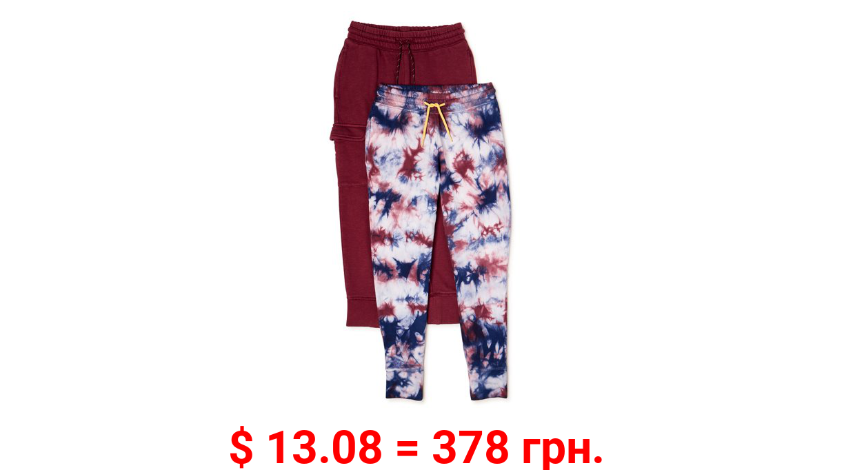 Wonder Nation Boys Printed French Terry Joggers, 2-Pack, Sizes 4-18 & Husky