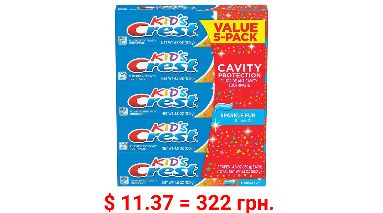 Crest Kid's Toothpaste, Sparkle Fun 4.6 oz, 5 pk.