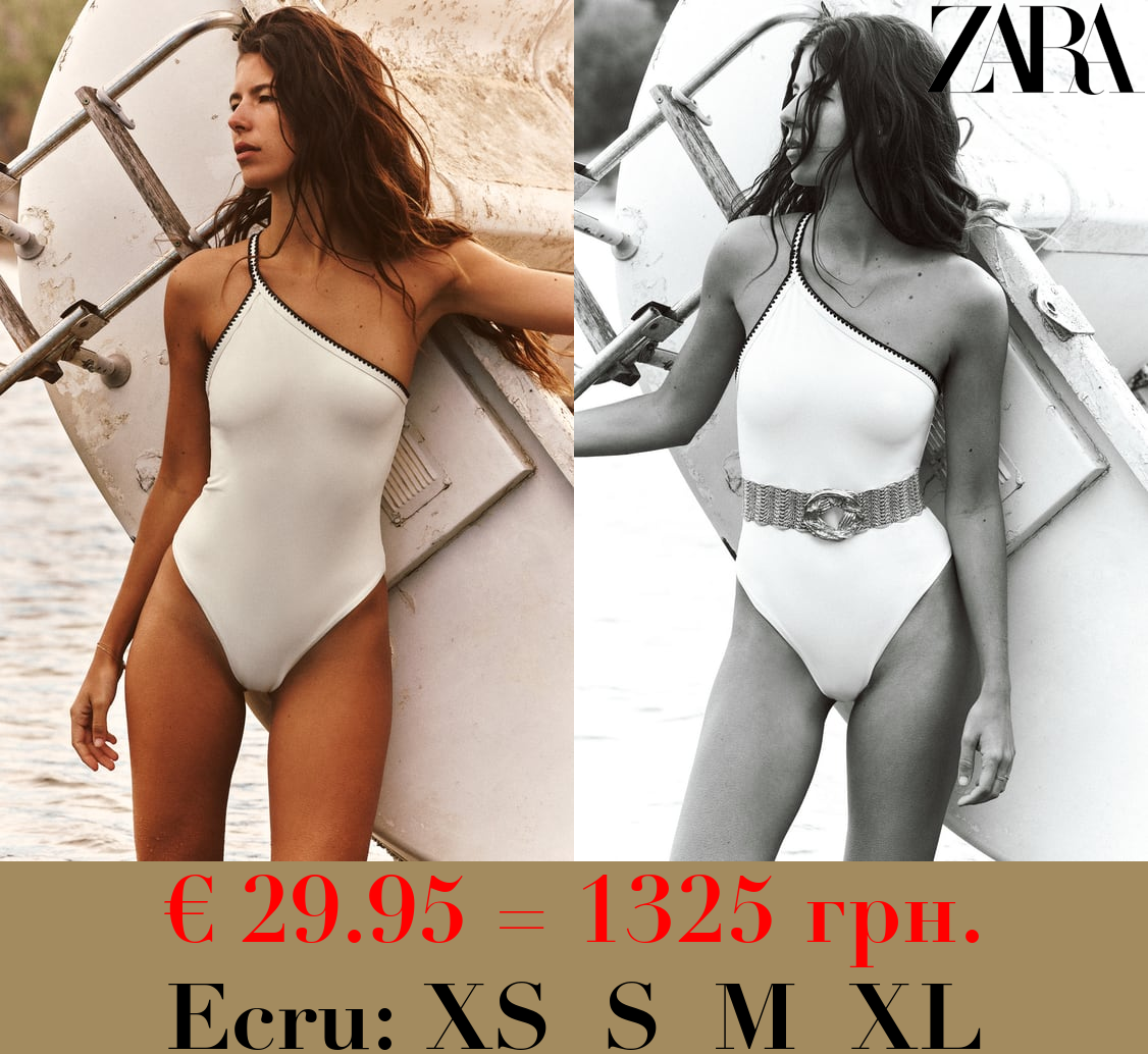 EMBROIDERED ASYMMETRIC SWIMSUIT