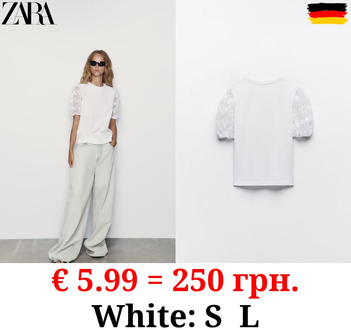 T-SHIRT WITH TULLE SLEEVES