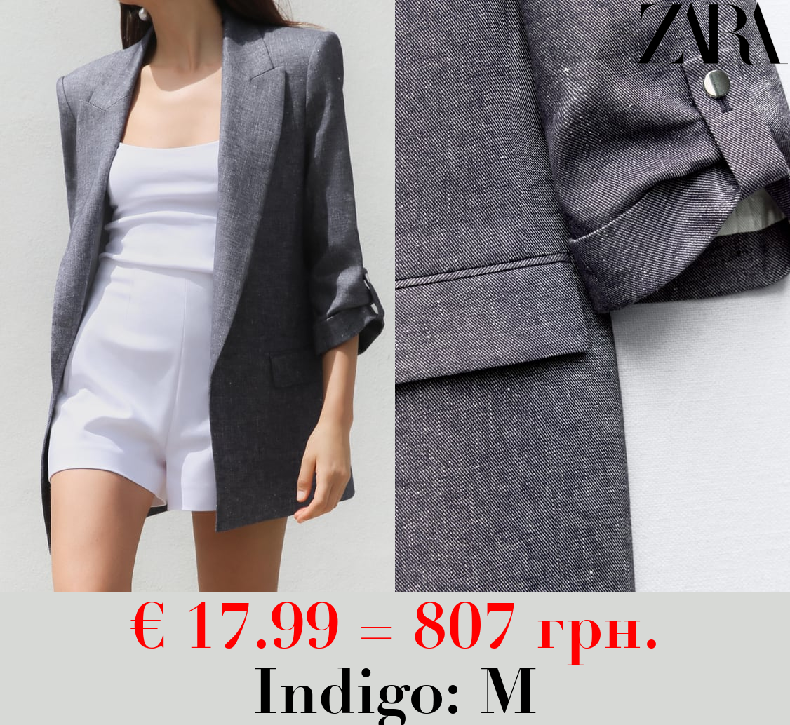 ROLL-UP SLEEVE LINEN BLEND BLAZER