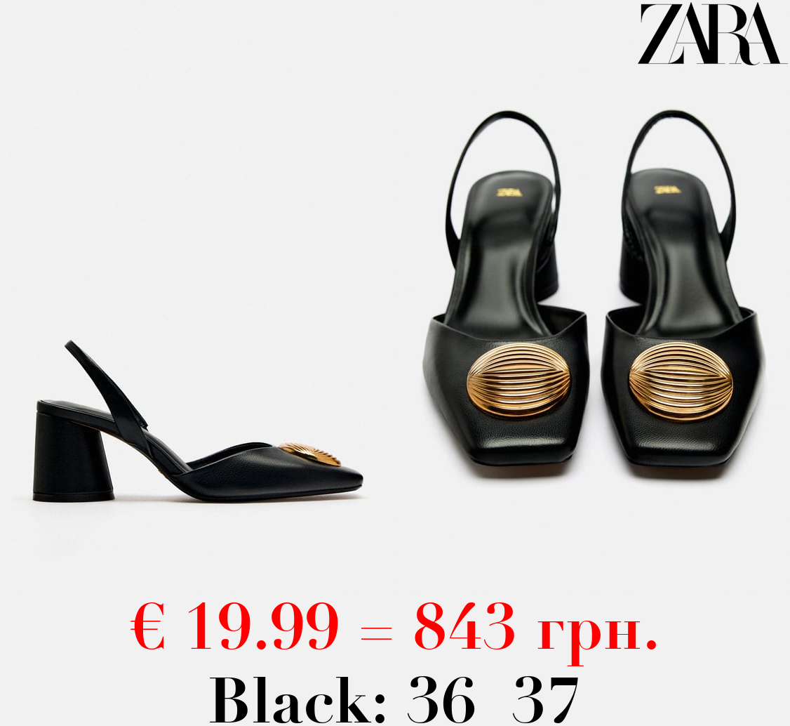 EMBELLISHED LEATHER SLINGBACK SHOES