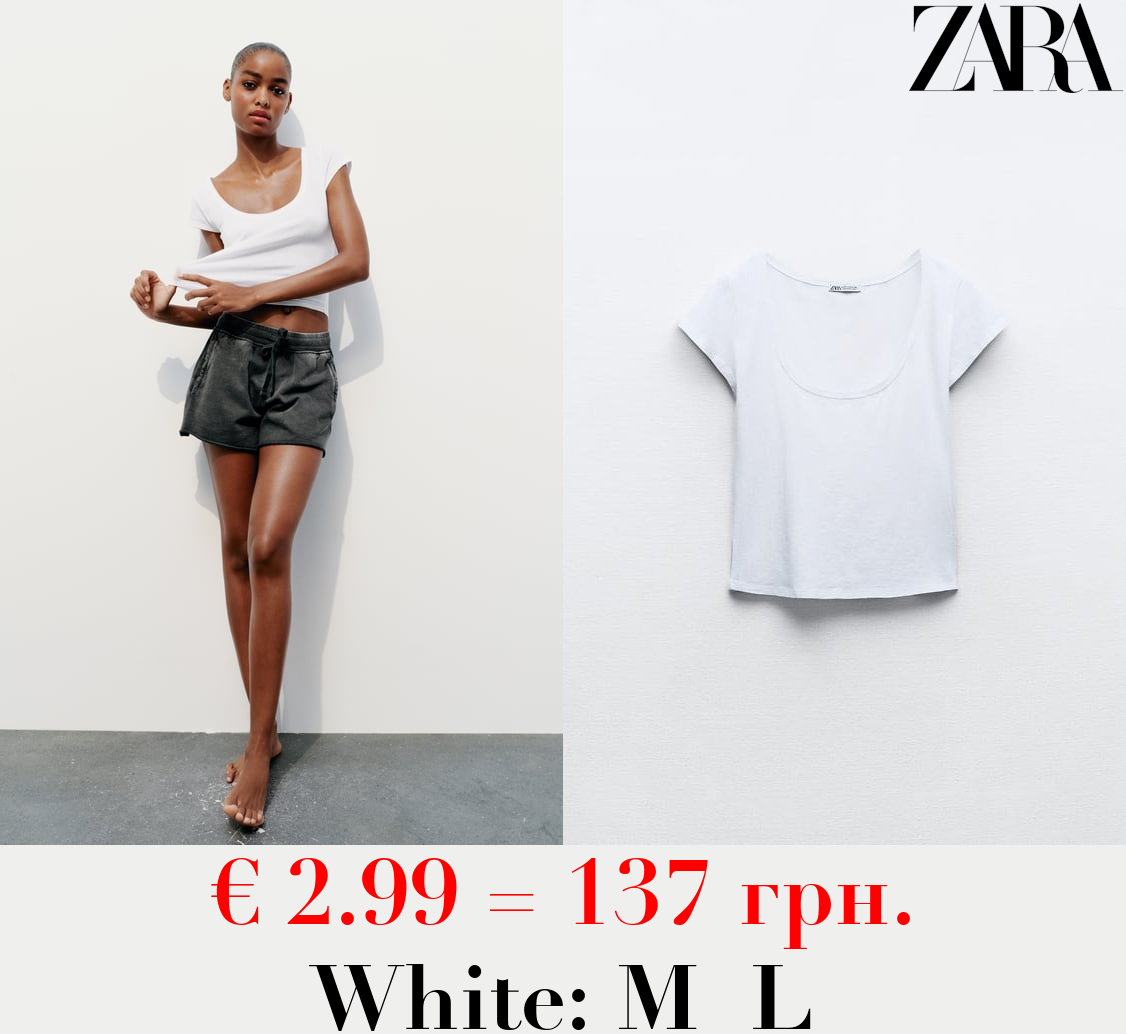 SLUB KNIT CROPPED T-SHIRT