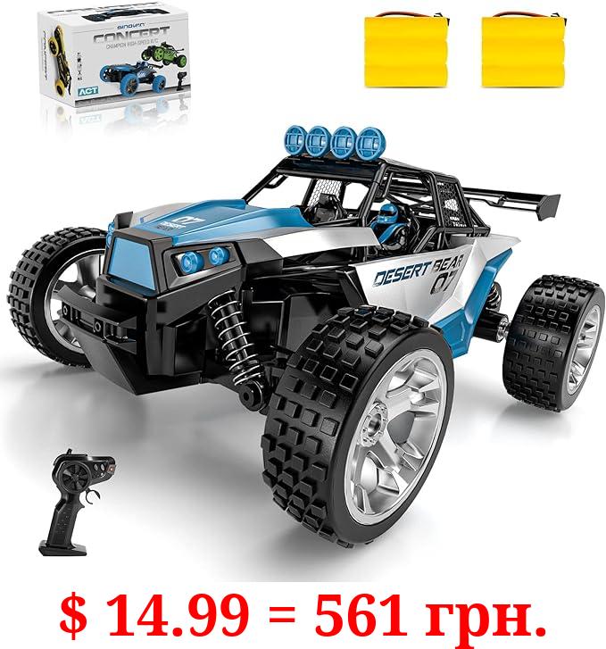 Tecnock RC Car for Kids,2.4GHz 20 KM/H High Speed Remote Control Car,1:18 2WD Offroad Racing Car with Two Rechargeable Batteries for 60 Min Play,Great Gift for Boys Girls(Blue)