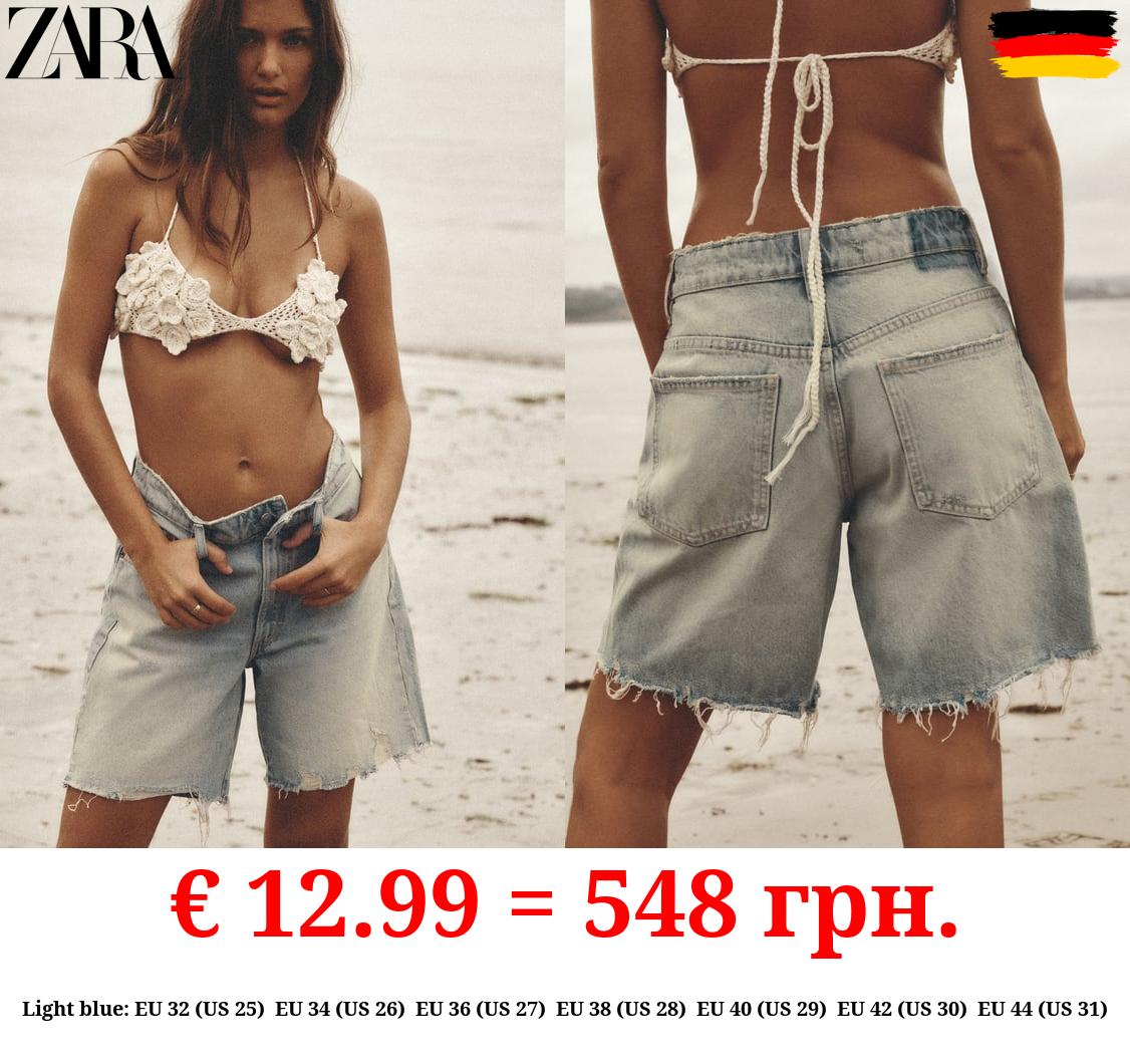 LOOSE FIT DENIM TRF BERMUDA SHORTS