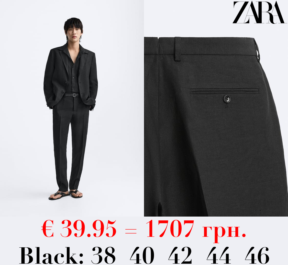 100% LINEN SUIT TROUSERS