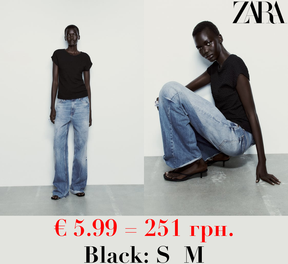 TEXTURED T-SHIRT WITH DROP SHOULDERS