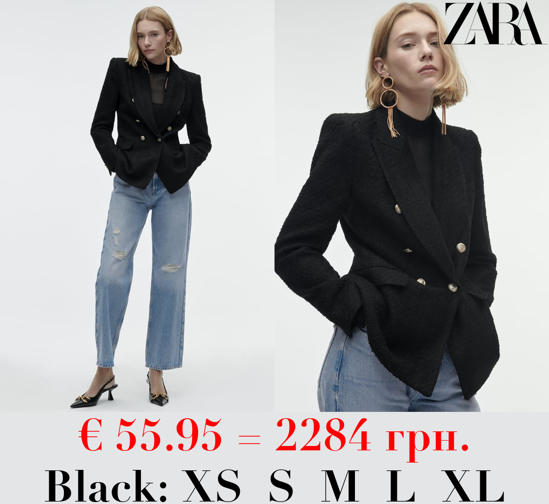 TEXTURED DOUBLE-BREASTED BLAZER