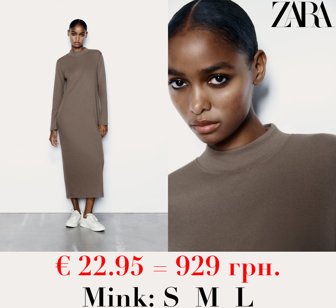 RIBBED MOCK-NECK DRESS