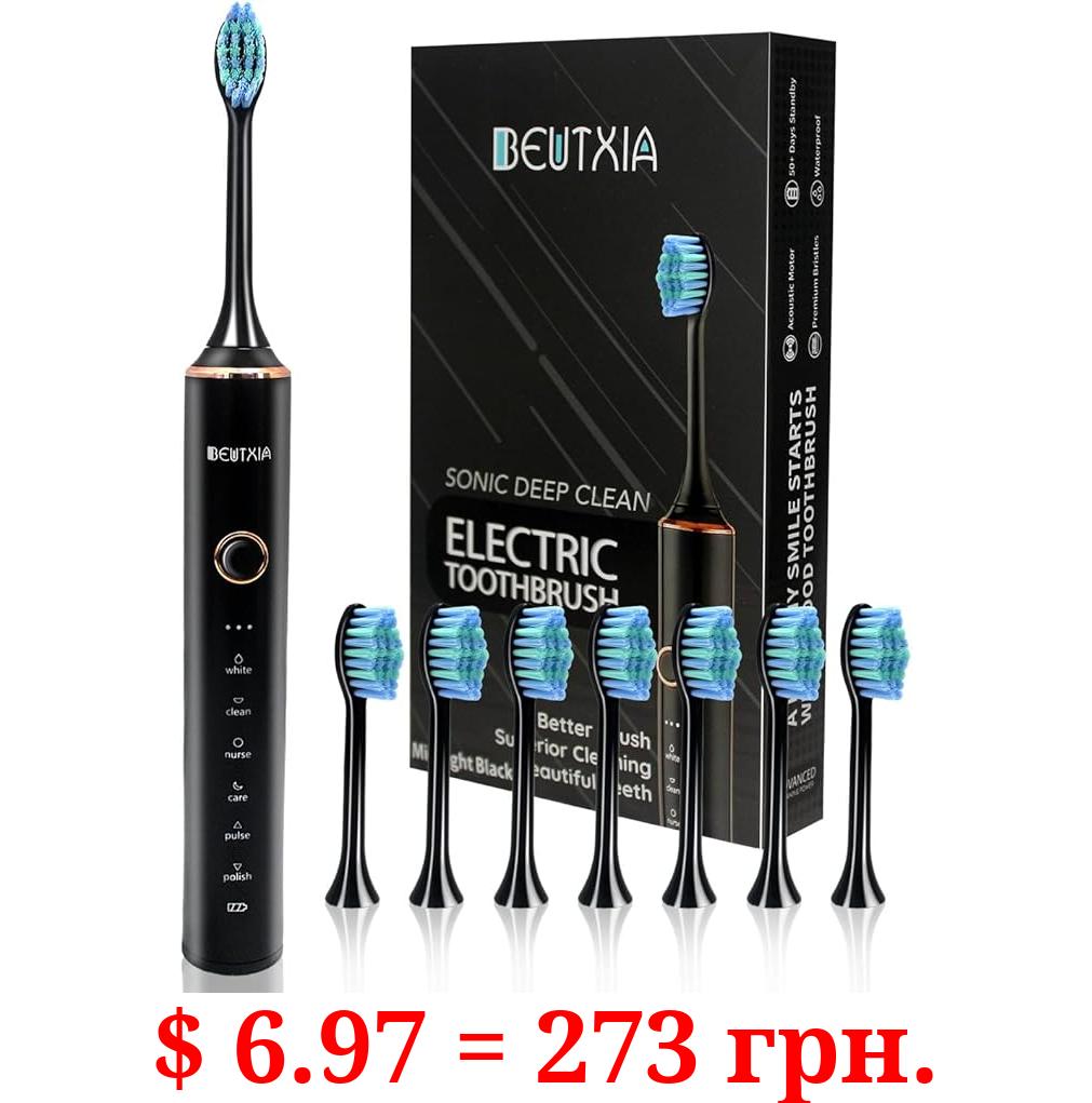 Sonic Electric Toothbrushes for Adults, 8 Brush Heads Electric Toothbrush with 37000 VPM Deep Clean 6 Modes 18 Gear, Rechargeable Toothbrushes Fast Charge 4 Hours Last 50 Days