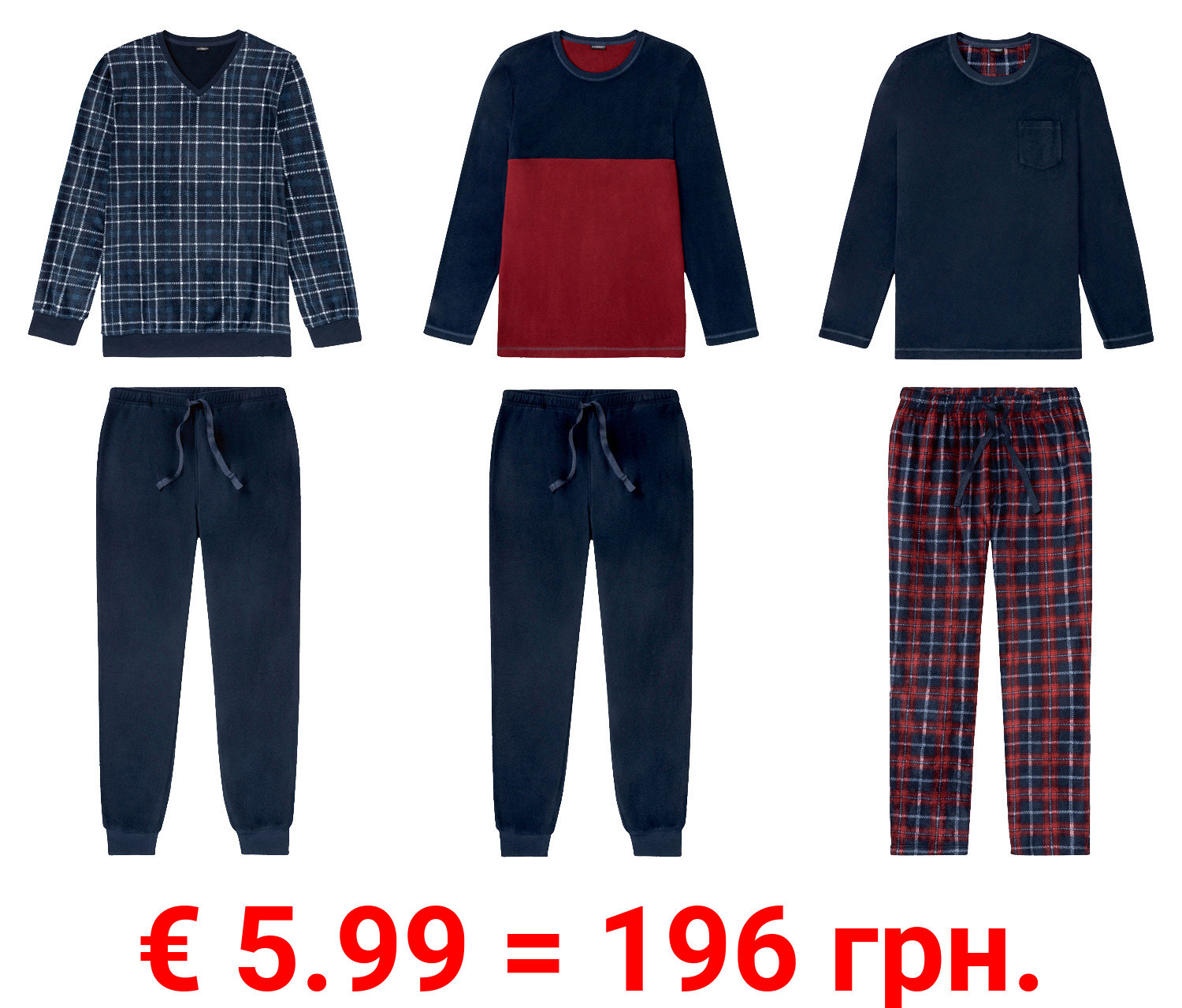 LIVERGY® Herren Pyjama, in wärmender Fleece-Qualität